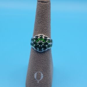 Sterling Silver Harold Trujillo 925 Green Chrome Diopside Gemstone Flower ring